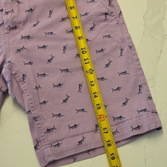 Lavender Shark-Print Flat Front Men’s Shorts - Picture 4 of 6